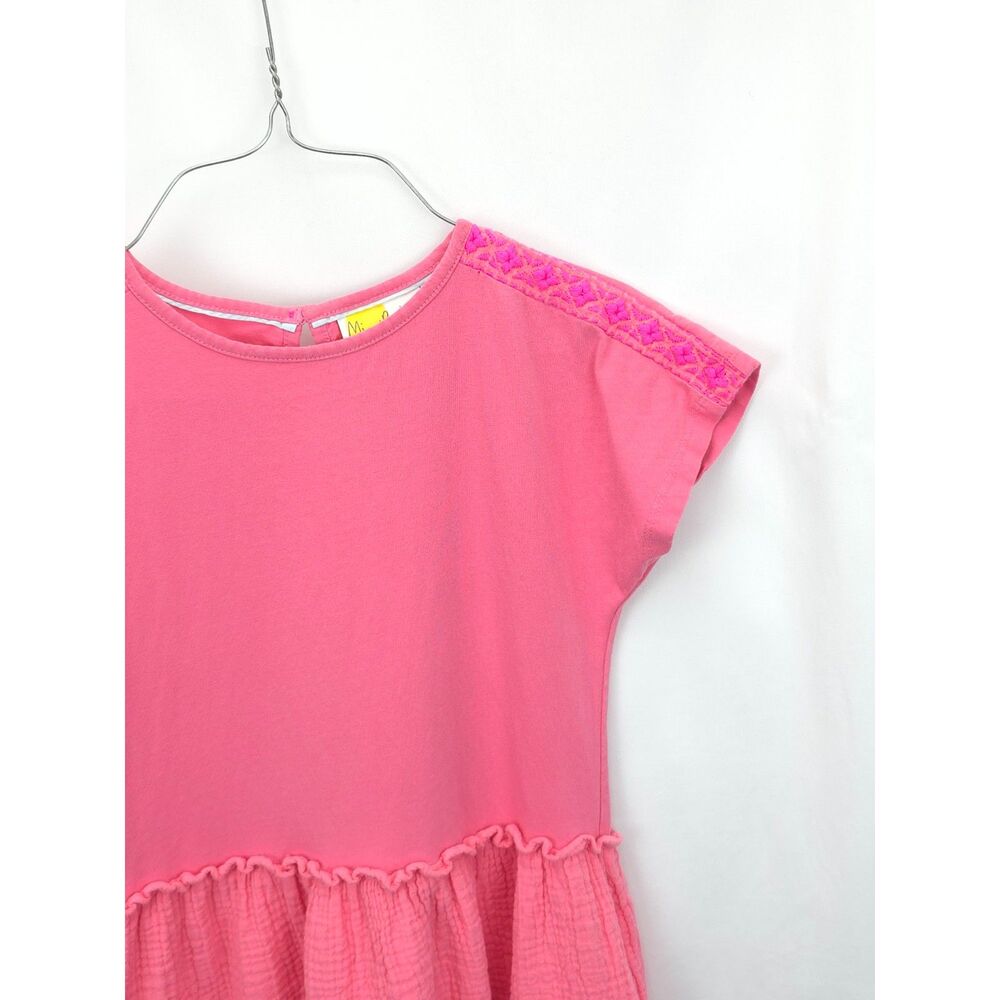 Girl's Mini Boden Mix Texture Dress Embroidered Short Sleeve Dress Size 9-10 Y - Picture 3 of 5